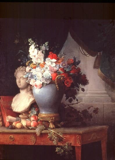 Vase of Flowers with a Bust of Flora — Anne Vallayer-Coster