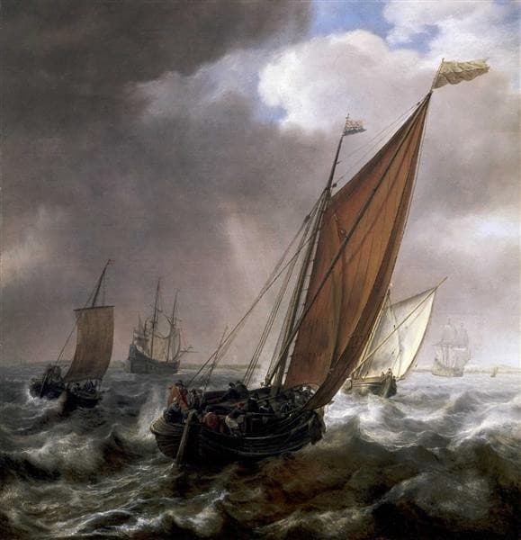 A Dutch Ferry Boat Before a Breeze — Simon de Vlieger