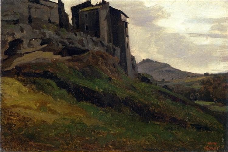 Marino, Large Buildings on the Rocks — Jean-Baptiste-Camille Corot