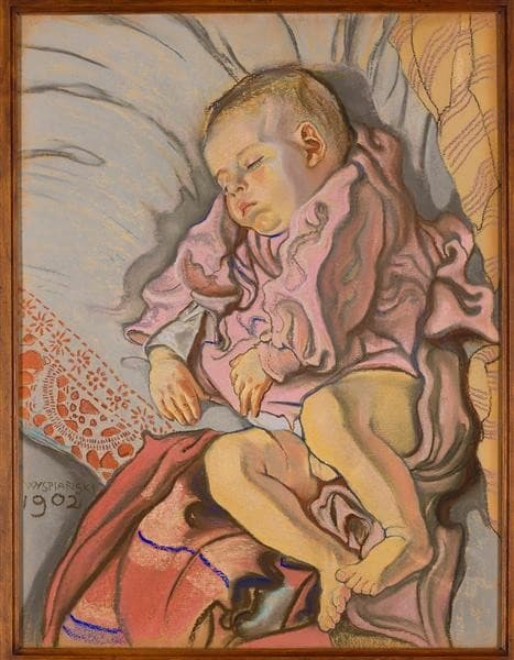 Sleeping child on a pillow — Stanisław Wyspiański