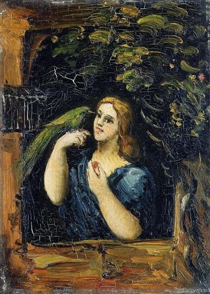 Woman with Parrot — Paul Cézanne