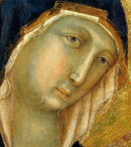 The Virgin and Child on a throne(Fragment) — Duccio