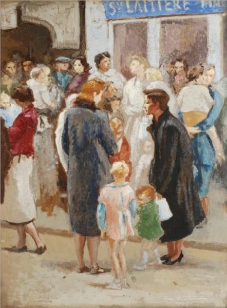Paris Under Occupation, the Line for Milk — Edgar Chahine