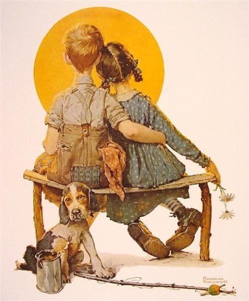 Boy and Girl gazing at the Moon — Norman Rockwell