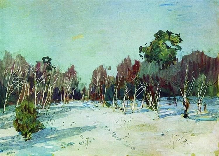 Сад в снегу — Isaac Levitan