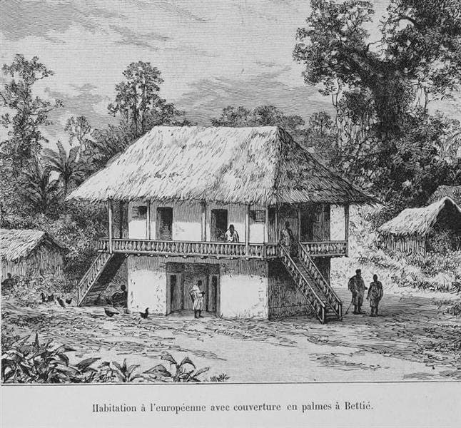 Residence with Palm Frond Roof in Bettié, in Côte D'ivoire — Edouard Riou