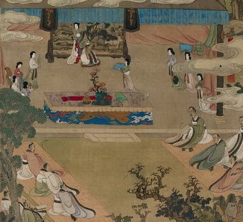 Lady Xuanwen Jun Giving Instructions on the Classics (detail) — Chen Hongshou