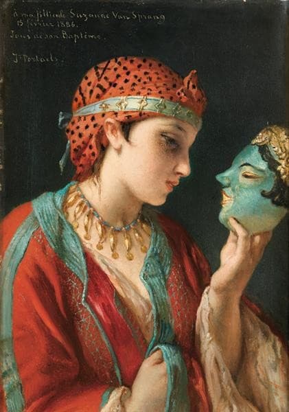 Portrait of a Young Girl with a Mask — Jean-François Portaels