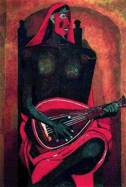 The Woman with Red Mask — Rufino Tamayo