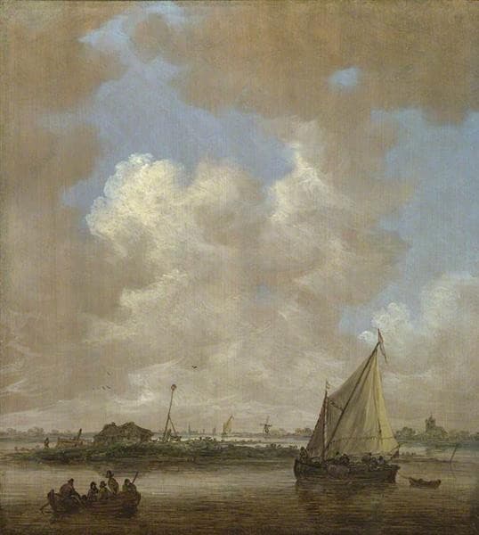 A River Scene, with a Hut on An Island — Jan van Goyen