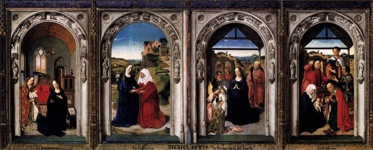 Polyptych of the Virgin: The Annunciation, The Visitation, The Adoration Of The Angels and The Adoration Of The Kings — Dieric Bouts