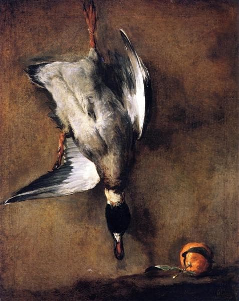 A Green Neck Duck with a Seville Orange — Jean-Baptiste-Siméon Chardin
