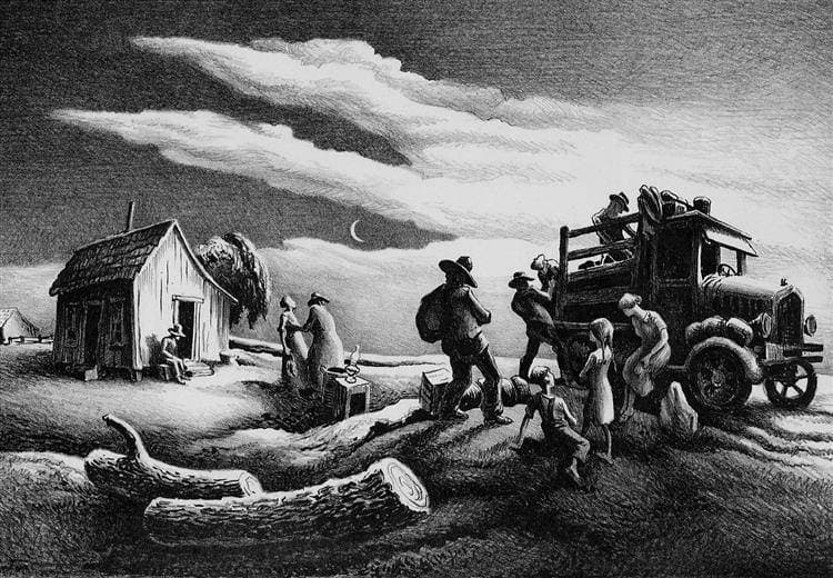 Departure of the Joads, from The Grapes of Wrath — Thomas Hart Benton