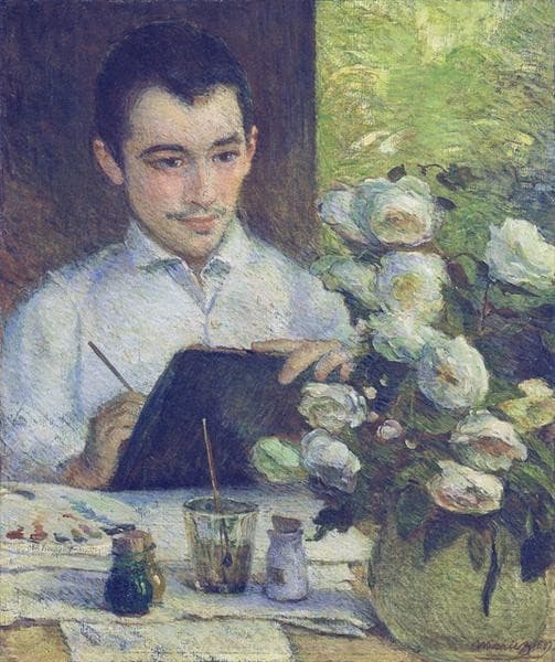 Pierre Bracquemond painting a bouquet of flowers — Marie Bracquemond