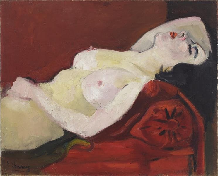 Nude on Red Sofa; Sleeping Nude — Charmy Émilie