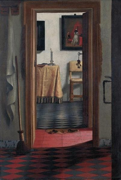 View of An Interior (also known as The Slippers) — Samuel Dirksz van Hoogstraten