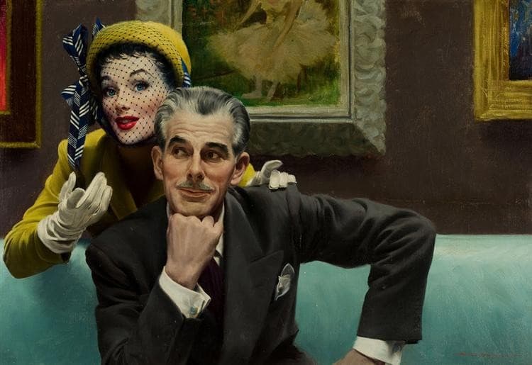 In the Art Galllery, Cosmopolitan illustration , February 1950 — Robert G. Harris