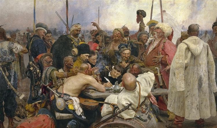 The Reply of the Zaporozhian Cossacks to Sultan Mehmed IV — Ilya Repin