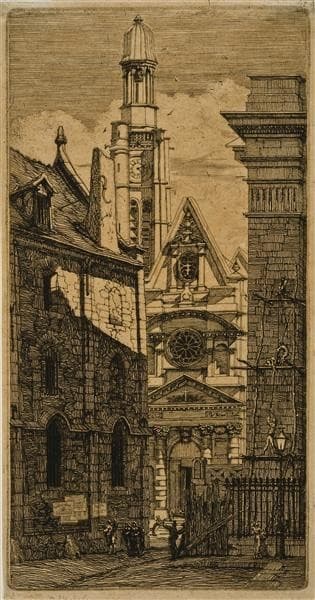 St. Etienne-du-mont, Paris, from Eaux-fortes Sur Paris (etchings of Paris) — Charles Meryon
