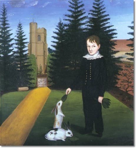 Young Boy Feeding Rabbits — John Bradley