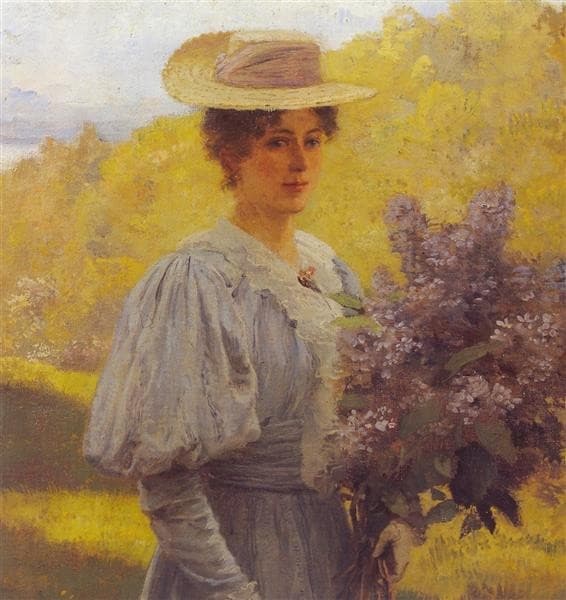 Ung Dame Med Syriner (detail) — Hans Gude