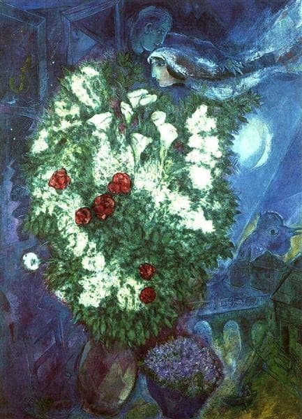 Bouquet with Flying Lovers — Marc Chagall