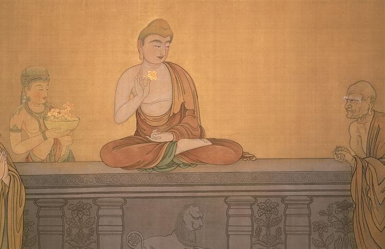 Mahakasyapa smiling at the lotus flower — Hishida Shunso