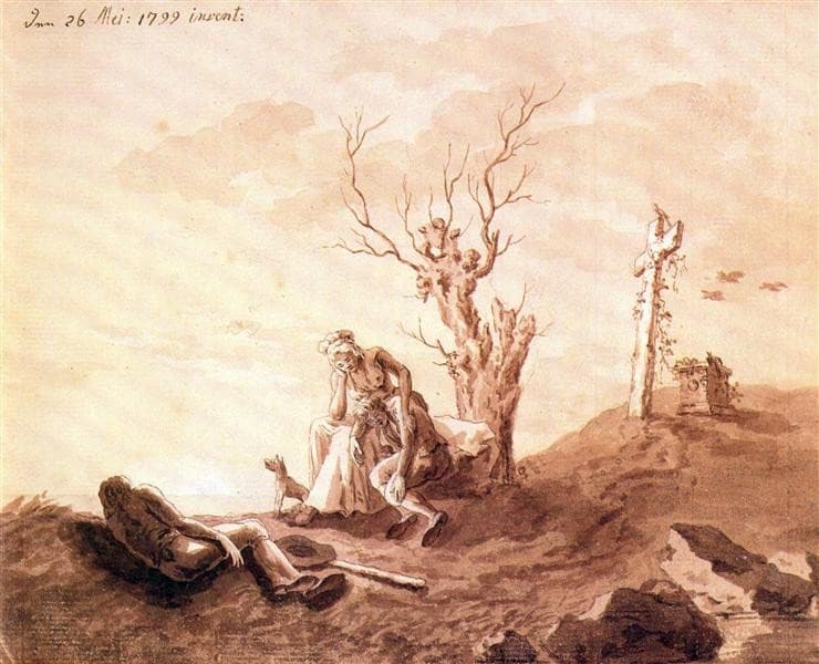 Funeral scene at the beach — Caspar David Friedrich
