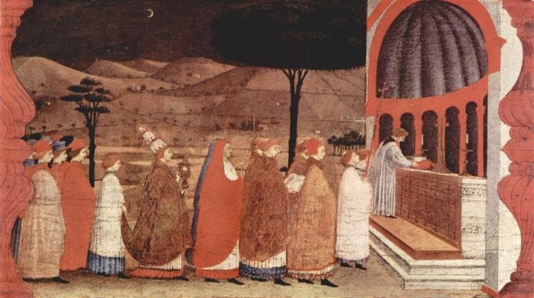Procession of re-ordained in a church — Paolo Uccello