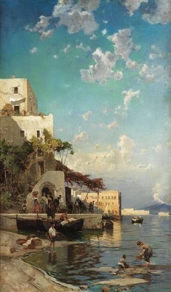 Evening meeting of the fishermen in a tavern of Mergellina near Naples — Hermann David Salomon Corrodi