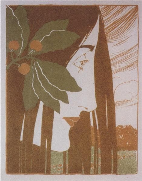 A decorative stain in red and green — Koloman Moser