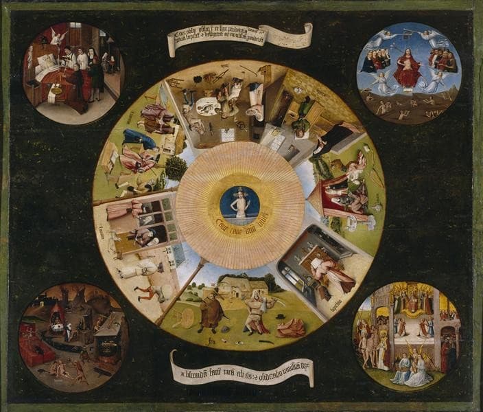 The Seven Deadly Sins and the Four Last Things (tabletop) — Hieronymus Bosch