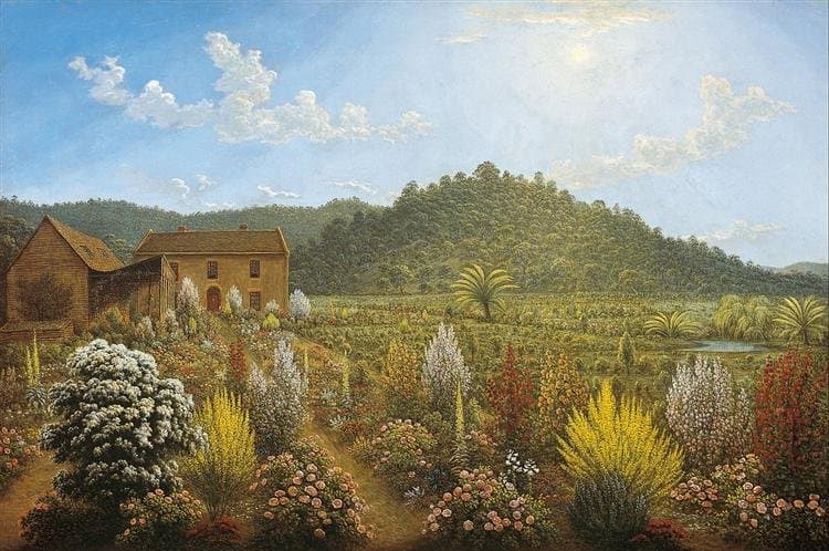 A View of the Artist's House and Garden in Mills Plains, Van Diemen's Land (Tasmania) — John Glover