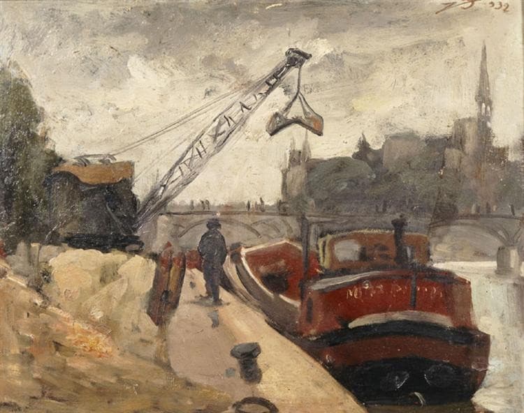 Loads with a crane barge on the Seine — Alekos Kontopoulos