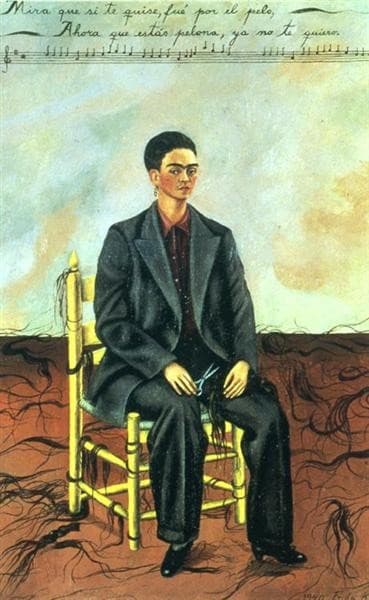 Self-Portrait with Cropped Hair — Frida Kahlo