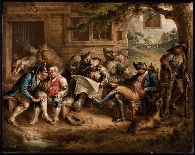 Rip Van Winkle and His Companions at the Inn Door of Nicholas Vedder — John Quidor