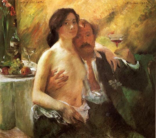 Self-Portrait with his Wife and a Glass of Champagne — Lovis Corinth