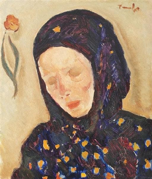 Little Girl With Flowery Headscarf — Nicolae Tonitza