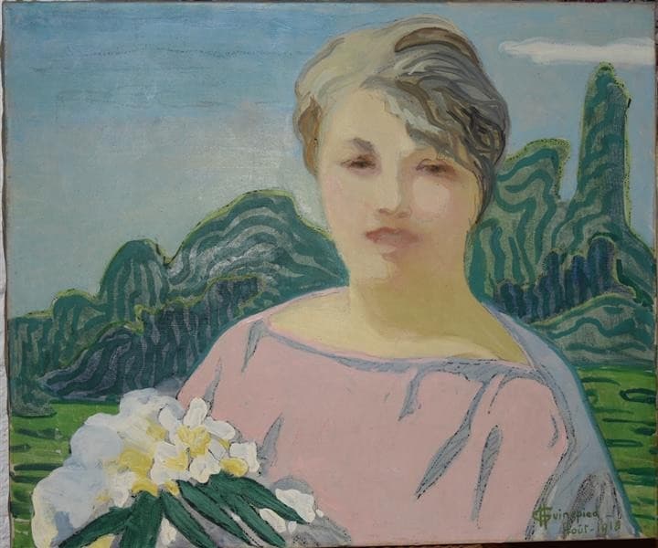 Portrait of a woman in pink — Guinepied Hélène