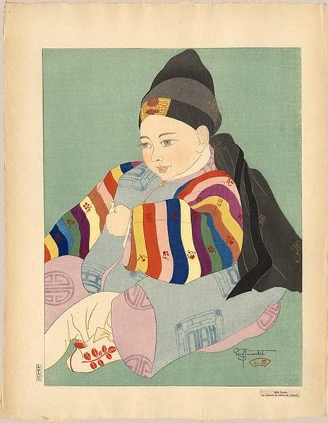 Bebe Coreen En Costume De Ceremonie. Seoul — Paul Jacoulet
