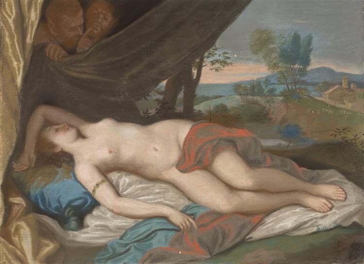 Sleeping nymph spied by satyrs (after a painting based on a print by Anthony van Dyck) — Jean-Étienne Liotard