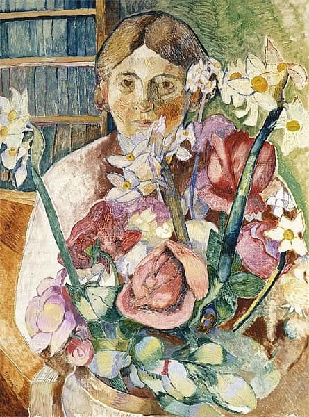 Figure through flowers — Grace Cossington Smith