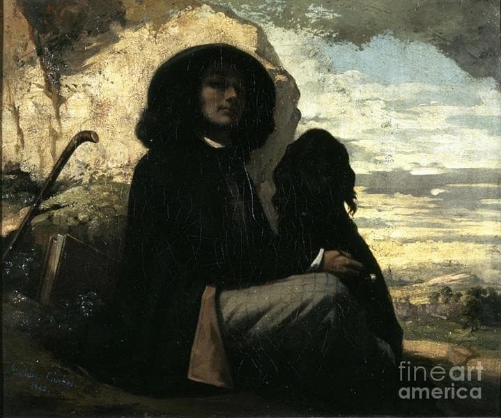 Self-Portrait with a Black Dog — Gustave Courbet