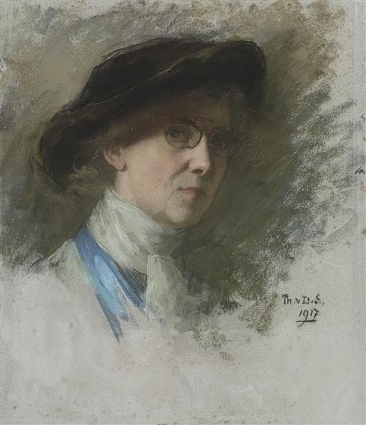 Self-Portrait, with Black Hat — Thérèse Schwartze