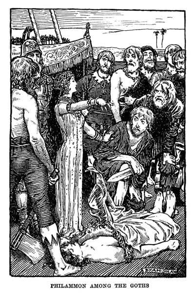 Philammon Among the Goths. Illustration from a 1914 Edition of Charles Kingsley's 1853 Novel Hypatia — Byam Shaw