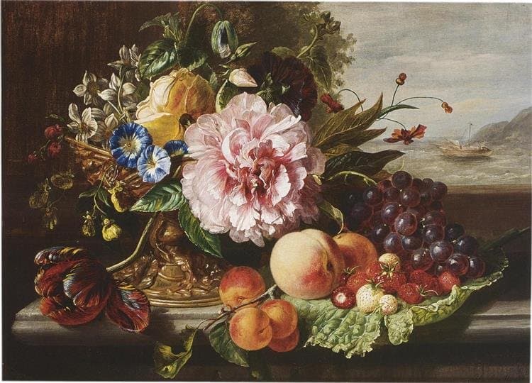 Still Life with Flowers and Fruit — Helen Augusta Hamburger