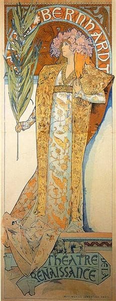 Poster for Victorien Sardou`s Gismonda starring Sarah Bernhardt at the Théâtre de la Renaissance in Paris — Alphonse Mucha