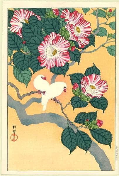Camellia and Rice Birds — Ohara Shōson