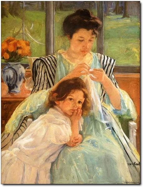 Young Mother Sewing — Mary Cassatt