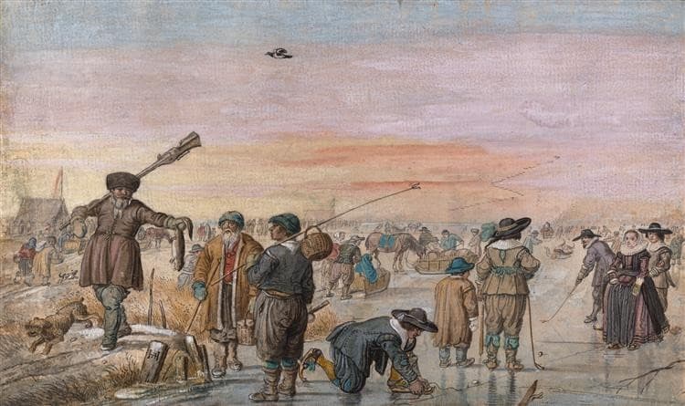 View on Ice with Hunter, Showing An Otter — Hendrick Avercamp